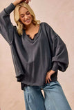 BiBi Mineral Washed French Terry Oversized Sweatshirt - Trendsi - Flyclothing LLC