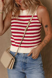 Stripe Textured Knit Ribbed Hem Sweater Tank - Trendsi - Flyclothing LLC