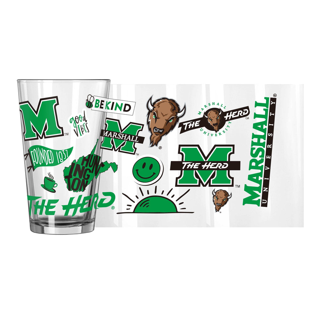Marshall 16oz Native Pint Glass - Logo Brands - Flyclothing LLC