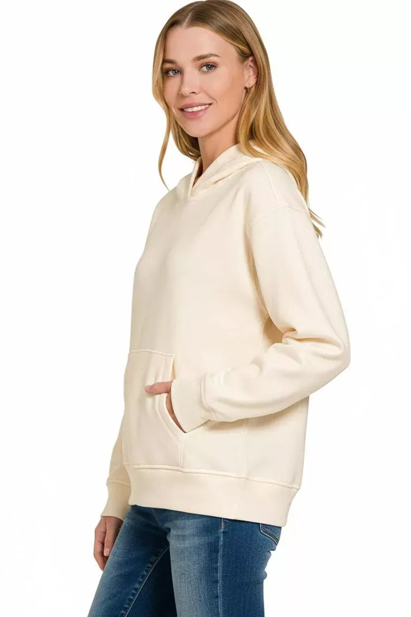 Zenana Fleece Kangaroo Pocket Hoodie - Trendsi - Flyclothing LLC