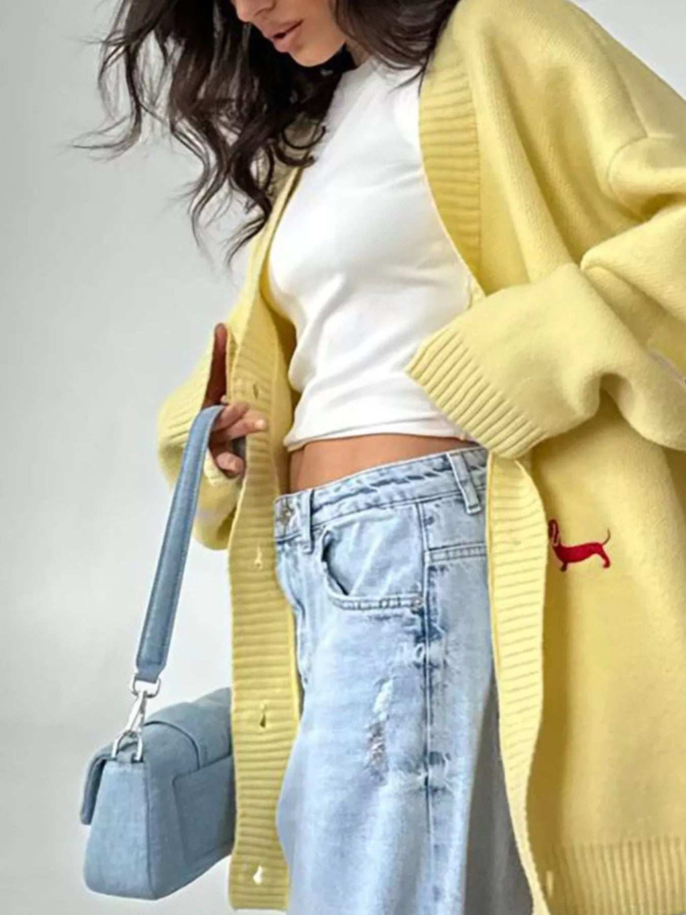 Embroidered Button Up Cardigan - Trendsi - Flyclothing LLC