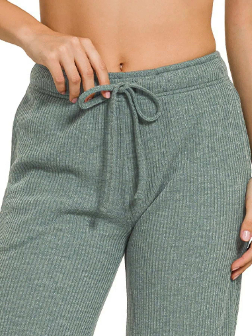 Zenana Ribbed Drawstring Lounge Pants - Trendsi - Flyclothing LLC