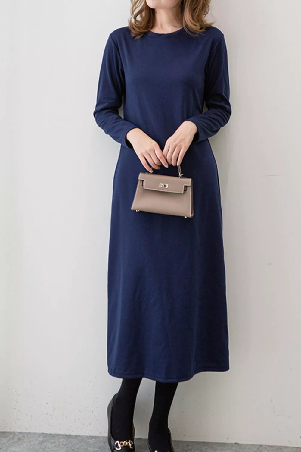 Casual Long Sleeve Midi Dress - Trendsi - Flyclothing LLC
