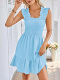 Smocked Square Neck Wide Strap Dress - Trendsi - Flyclothing LLC