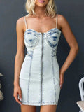 Cutout Back Sweetheart Neck Denim Cami Dress - Trendsi - Flyclothing LLC
