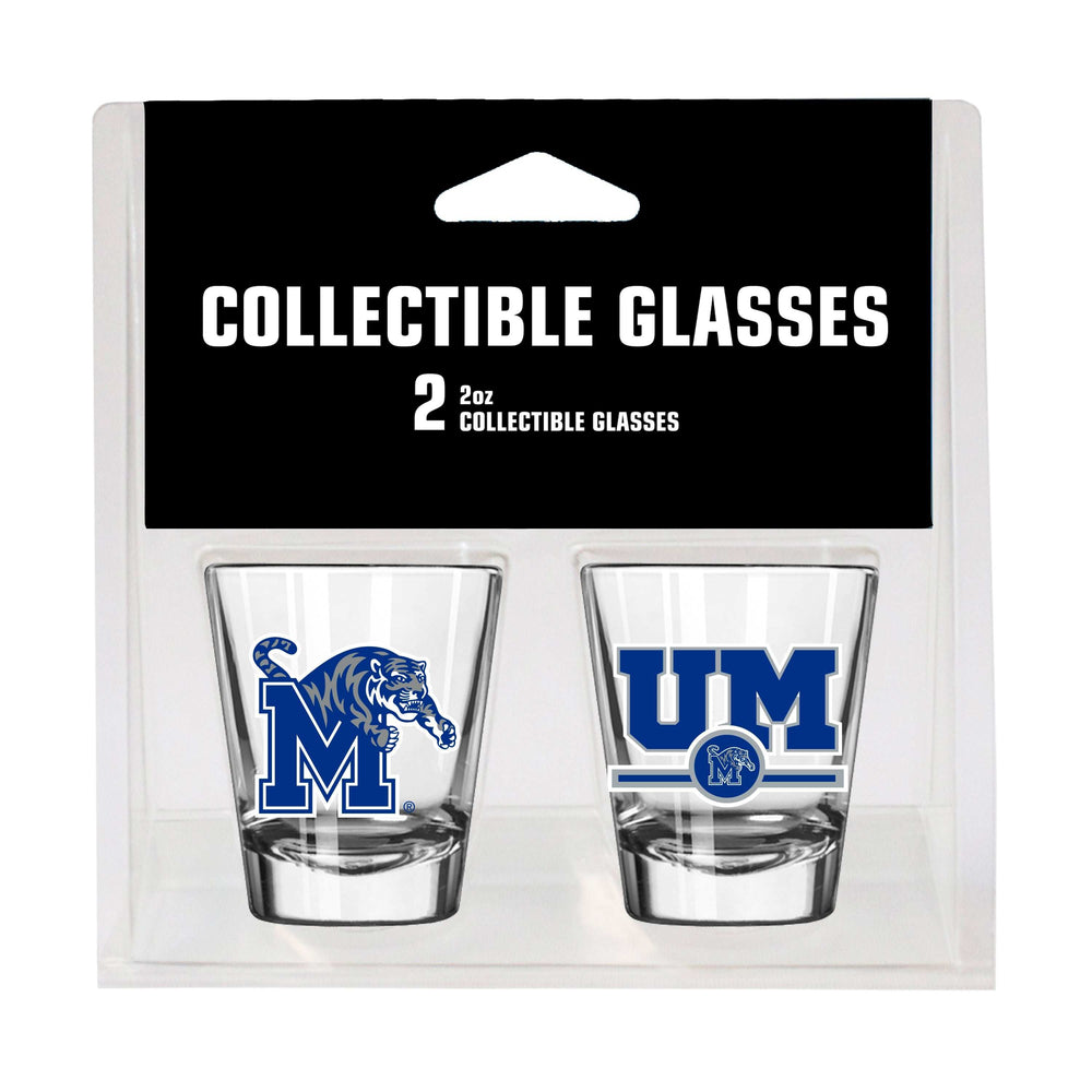 Memphis Campus Colors 2oz Letterman Shot Glass 2 Pack - Logo Brands - Flyclothing LLC