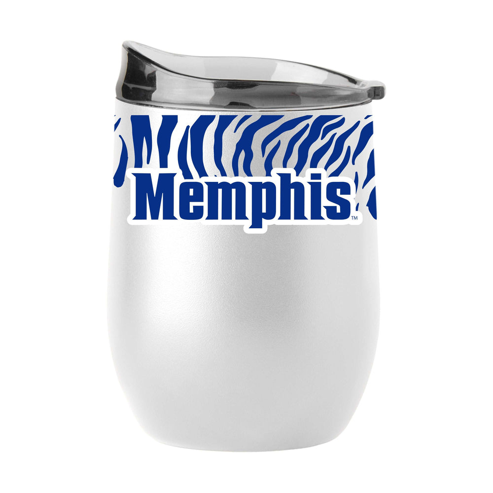 Memphis 16oz Tiger Stripe White Powder Coat Curved Bev - Logo Brands - Flyclothing LLC