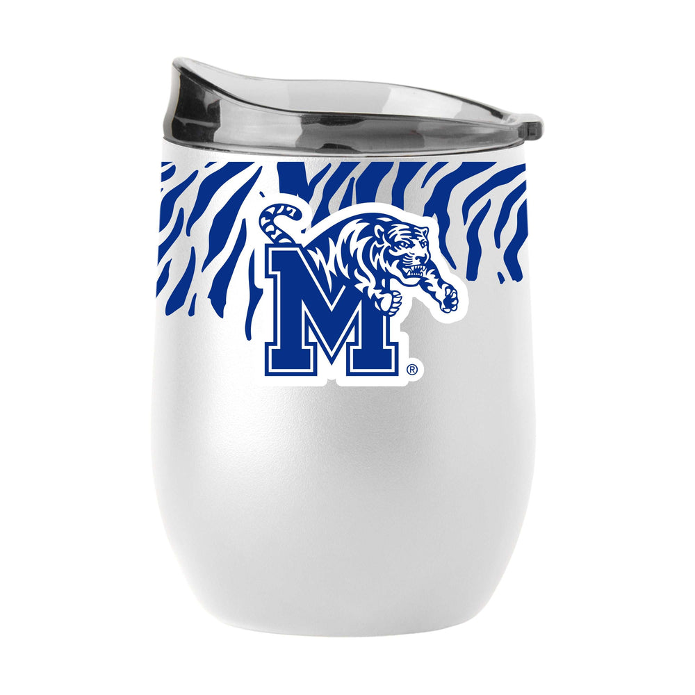 Memphis 16oz Tiger Stripe White Powder Coat Curved Bev - Logo Brands - Flyclothing LLC