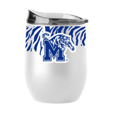 Memphis 16oz Tiger Stripe White Powder Coat Curved Bev - Logo Brands - Flyclothing LLC