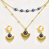 Stainless Steel Resin Necklace and Earrings Jewelry Set - Trendsi - Flyclothing LLC