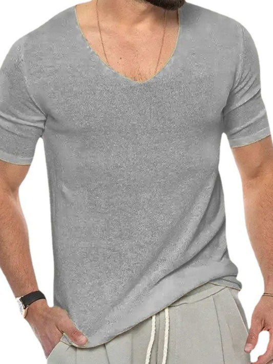 Men's V-Neck Short Sleeve T-Shirt - Trendsi - Flyclothing LLC