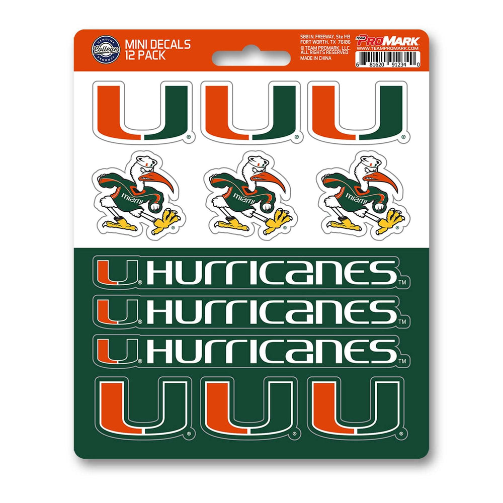 University of Miami Mini Decal 12-pk - Logo Brands - Flyclothing LLC