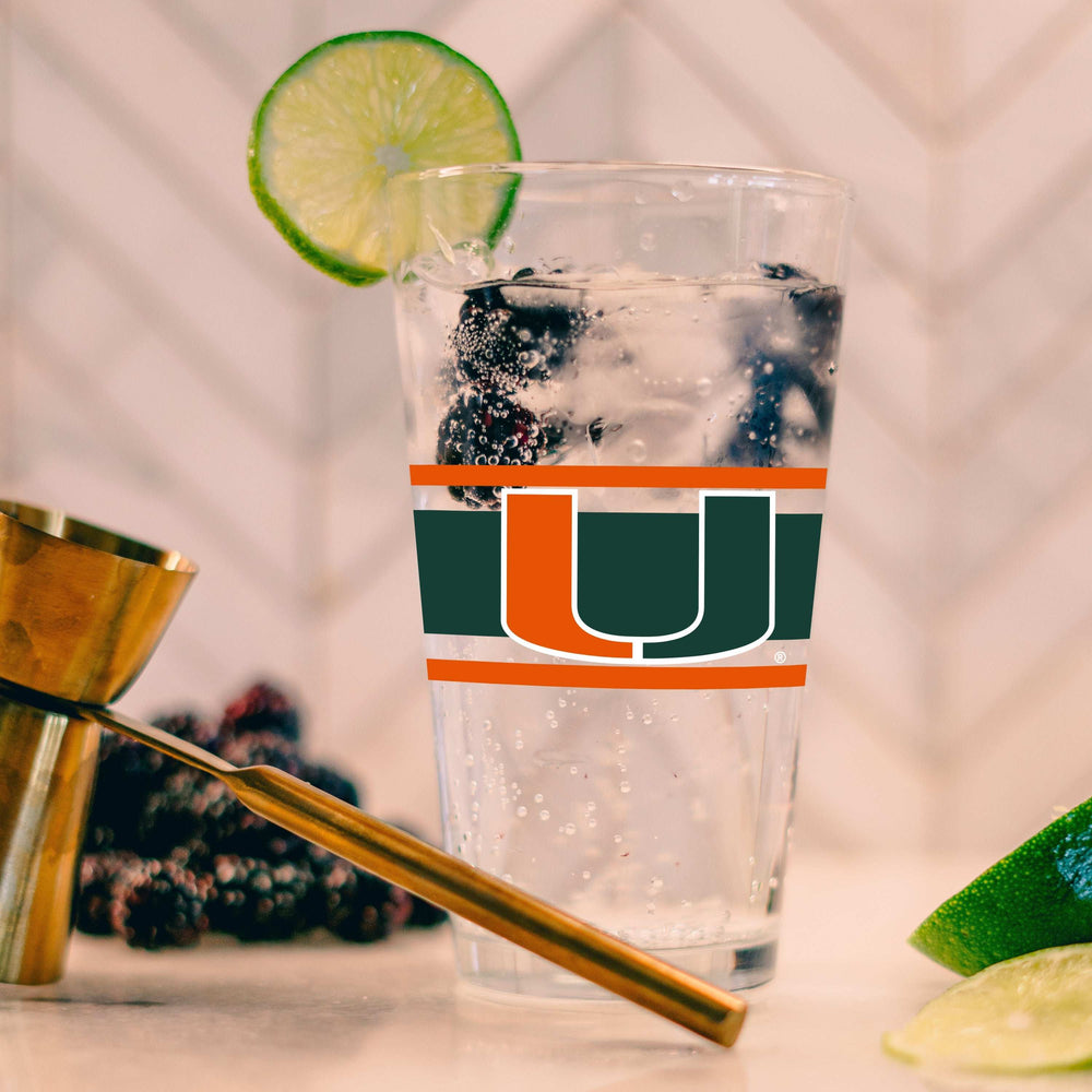 Miami 16oz Stripe Pint Glass - Logo Brands - Flyclothing LLC