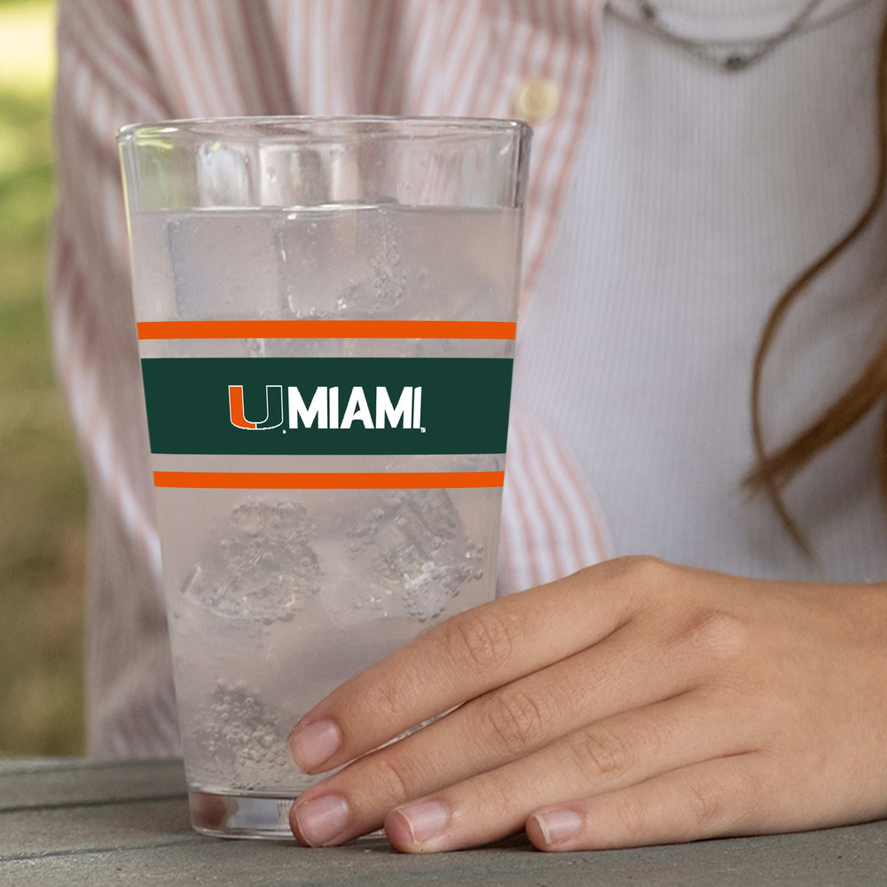 Miami 16oz Stripe Pint Glass - Logo Brands - Flyclothing LLC