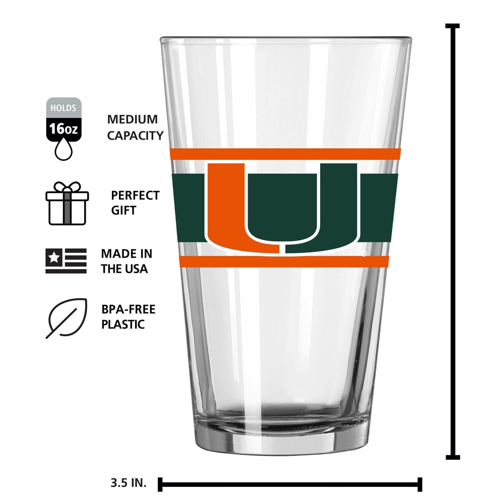 Miami 16oz Stripe Pint Glass - Logo Brands - Flyclothing LLC