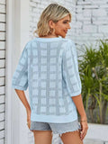 Openwork Round Neck Knit Top - Trendsi - Flyclothing LLC