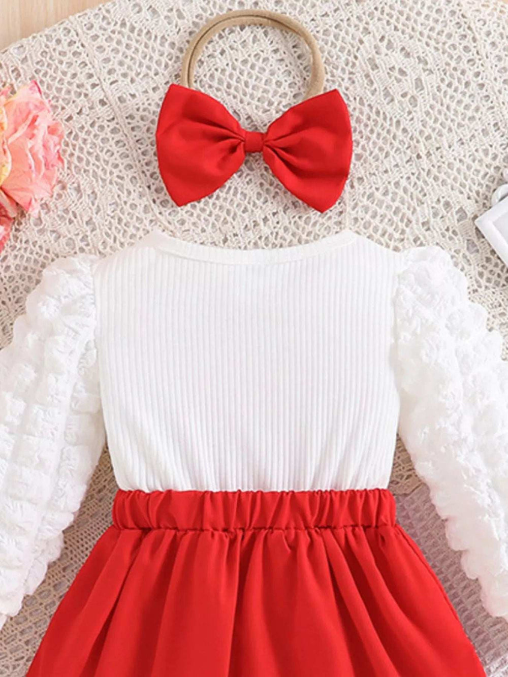 Children's Heart Bowknot Decor Dress with Headband - Trendsi - Flyclothing LLC