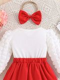 Children's Heart Bowknot Decor Dress with Headband - Trendsi - Flyclothing LLC