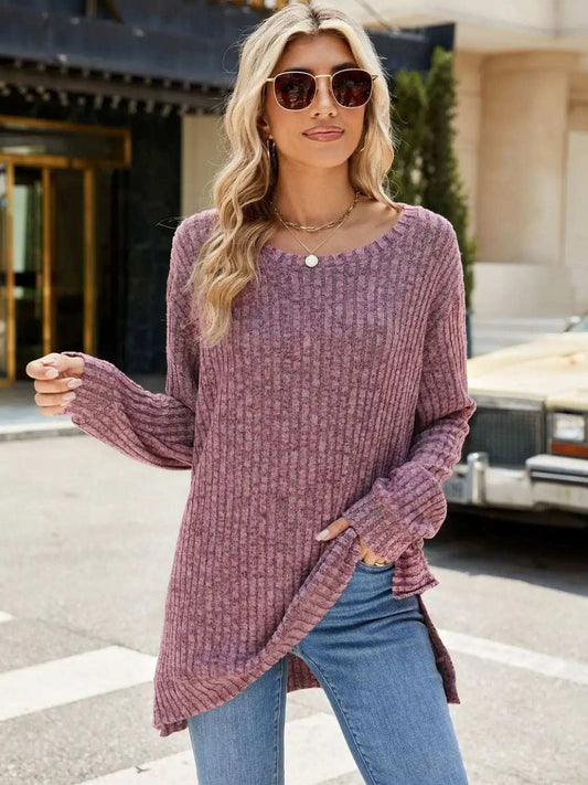 Round Neck Long Sleeve T-Shirt - Trendsi - Flyclothing LLC