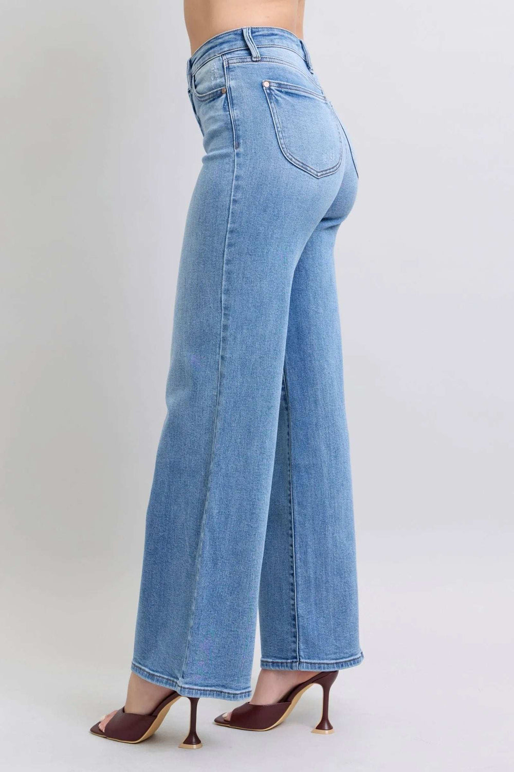 Judy Blue Full Size Wide Leg Jeans with Pockets - Trendsi - Flyclothing LLC