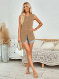 Button Down Round Neck Knit Vest - Trendsi - Flyclothing LLC