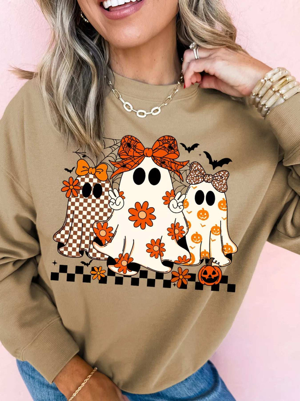 Halloween Ghost Graphic Drop Shoulder Sweatshirt - Trendsi - Flyclothing LLC