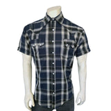 Rockmount Ranch Ware Men's Blue Short Sleeve Plaid Western Shirt - Rockmount Clothing - Flyclothing LLC