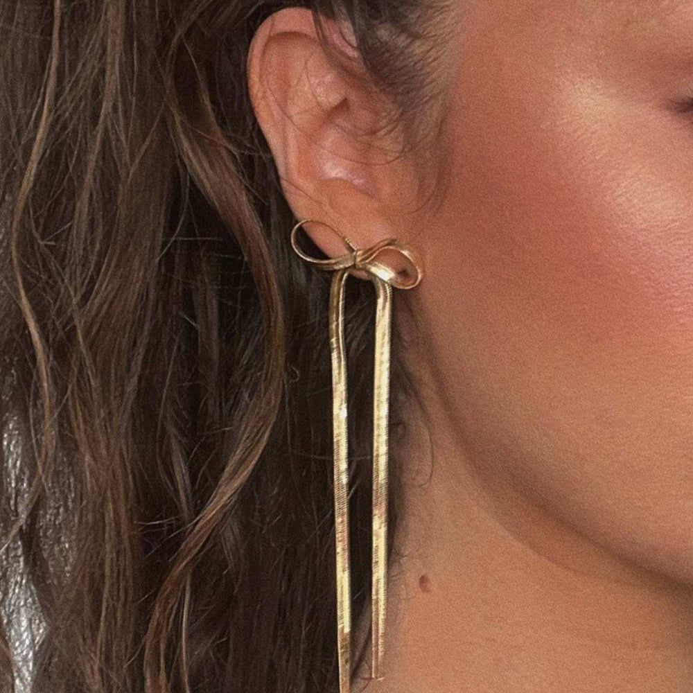 Stainless Steel Bow Bar Earrings - Trendsi - Flyclothing LLC