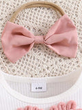 Children's Heart Bowknot Decor Dress with Headband - Trendsi - Flyclothing LLC