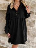 Casual Corduroy Button Detail Mini Dress - Trendsi - Flyclothing LLC