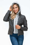 YMI Faux Layered Double-Zipper Jacket with Fuzzy Hood - Trendsi - Flyclothing LLC