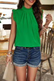 Frill Ruched Mock Neck Sleeveless Blouse - Trendsi - Flyclothing LLC