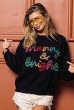 BiBi Tinsel Lettering Christmas Sweater - Trendsi - Flyclothing LLC