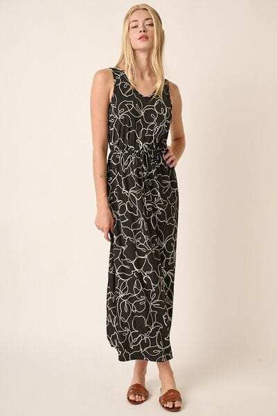 Mittoshop Side Slit Flower Print V-Neck Sleeveless Dress - Trendsi - Flyclothing LLC