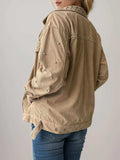 Studded Collared Neck Button Up Jacket - Trendsi - Flyclothing LLC