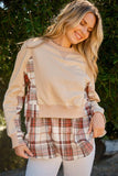 And The Why Full Size Double Layered Plaid Contrast Sweatshirt - Trendsi - Flyclothing LLC
