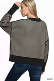 Zenana Ribbed Exposed Seam Two Tone Sweater - Trendsi - Flyclothing LLC