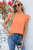 Ruffled Round Neck Cap Sleeve Blouse - Trendsi - Flyclothing LLC