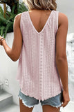 Eyelet V-Neck Wide Strap Tank - Trendsi - Flyclothing LLC