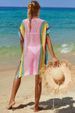 Double Take Openwork Striped Slit Knit Cover Up - Trendsi - Flyclothing LLC