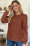 Textured Round Neck Long Sleeve Sweatshirt - Trendsi - Flyclothing LLC
