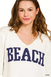 Zenana Beach V Neck Sweater - Trendsi - Flyclothing LLC
