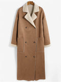Plus Size Drop Shoulder Sherpa Longline Coat - Trendsi - Flyclothing LLC