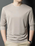 Men's Plus Size Round Neck Long Sleeve T-Shirt - Trendsi - Flyclothing LLC