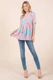BOMBOM Floral Babydoll Tunic Top - Trendsi - Flyclothing LLC
