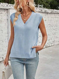 Lovelet Ribbed V-Neck Slit Sweater Vest - Trendsi - Flyclothing LLC