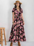 Floral V-Neck Slit Dress - Trendsi - Flyclothing LLC