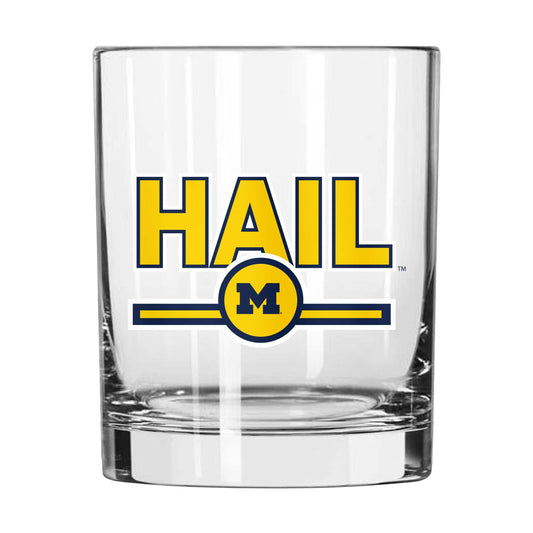 Michigan 14oz Letterman Rocks Glass - Logo Brands - Flyclothing LLC