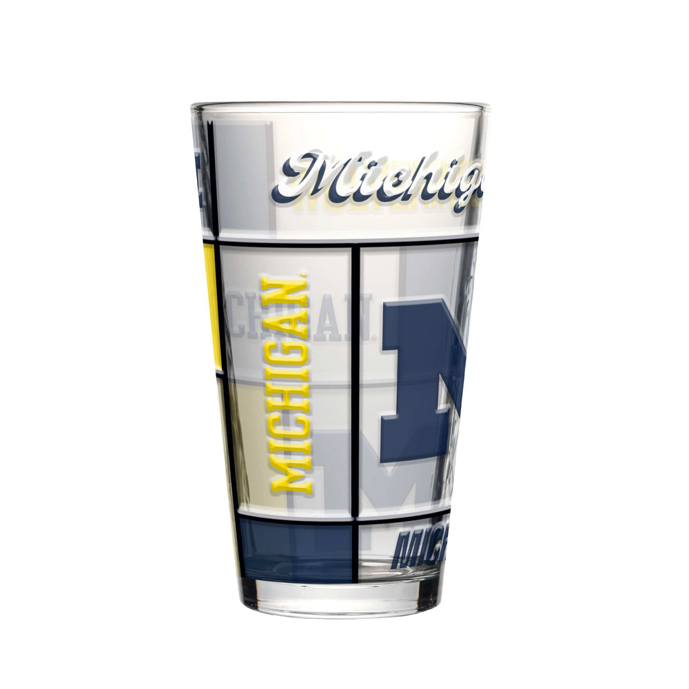 Michigan 16oz Quilted Stained Pint Glass - Logo Brands - Flyclothing LLC