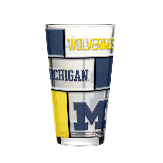 Michigan 16oz Quilted Stained Pint Glass - Logo Brands - Flyclothing LLC
